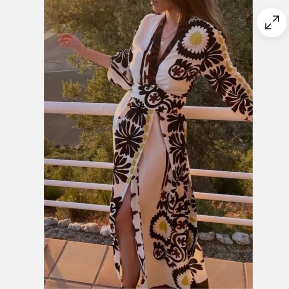 ZARA - Printed Wrap Dress - M - Picture 4 of 11